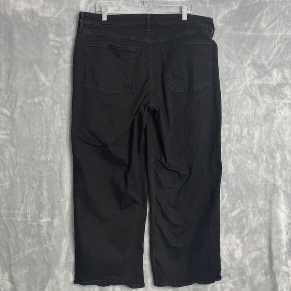 Old Navy High Rise Wow Wide Leg Jeans Black Womens 18‎ Petite Stretch Like New - Picture 2 of 8